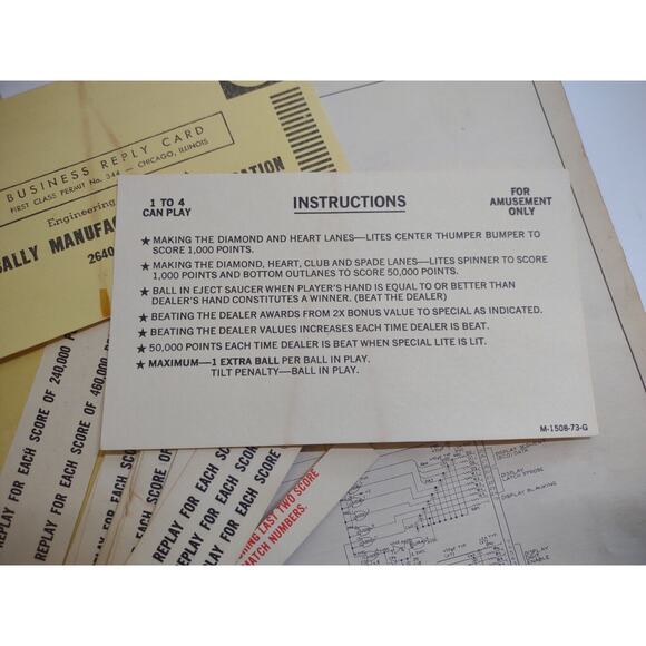 Black Jack Pinball Machine Service Manual Schematic Procedure Book Coin Plates - Picture 10 of 11